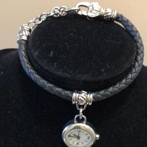 Brighton Black Cord Silver Plated Bracelet Watch